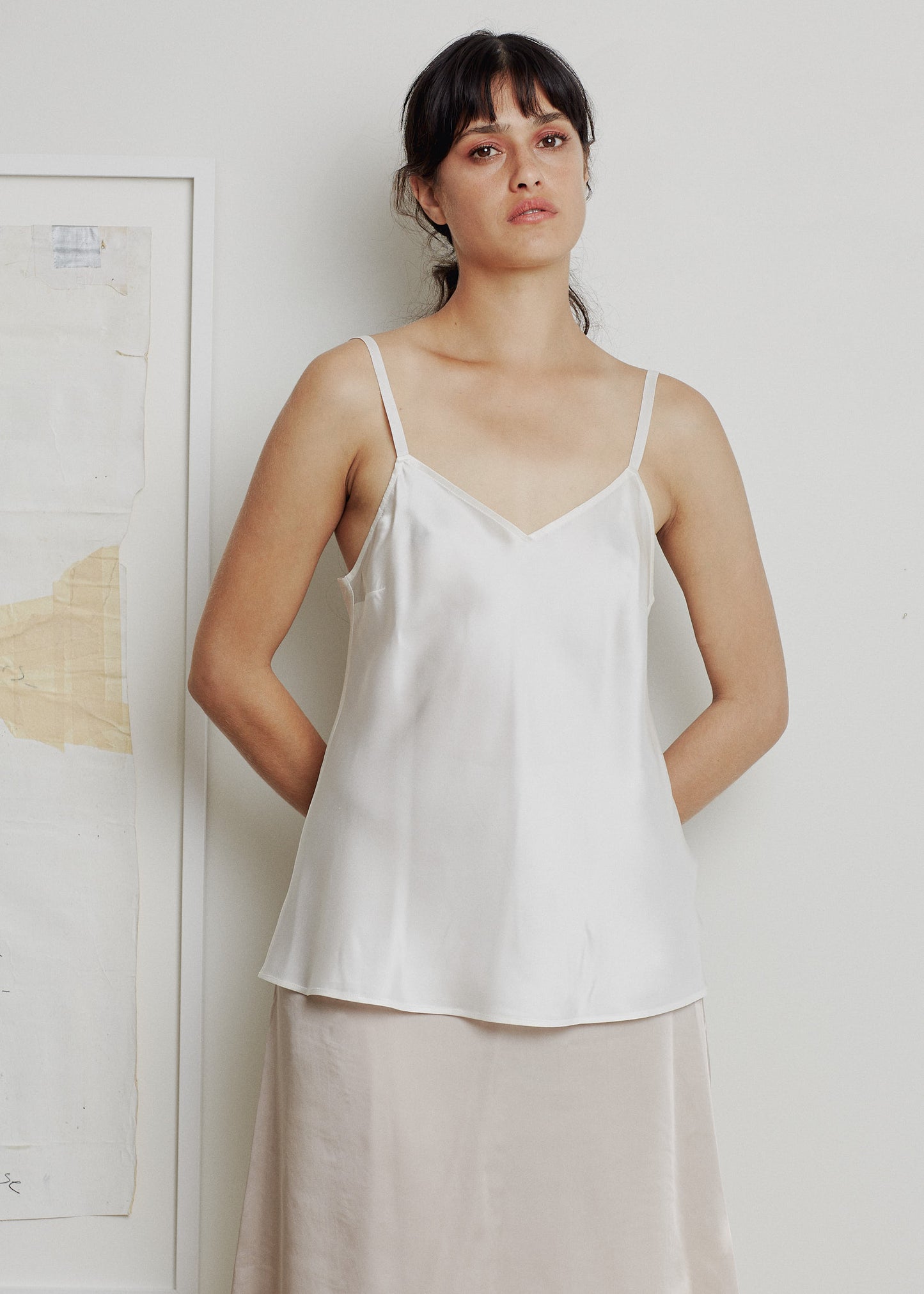Camilla Cami - Double Layer 100% Silk in White, REPERTOIRE